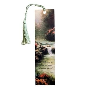 Vintage 90s Thomas Kinkade Bookmark Beside Still Waters Psalm 1996 Artworks TK03